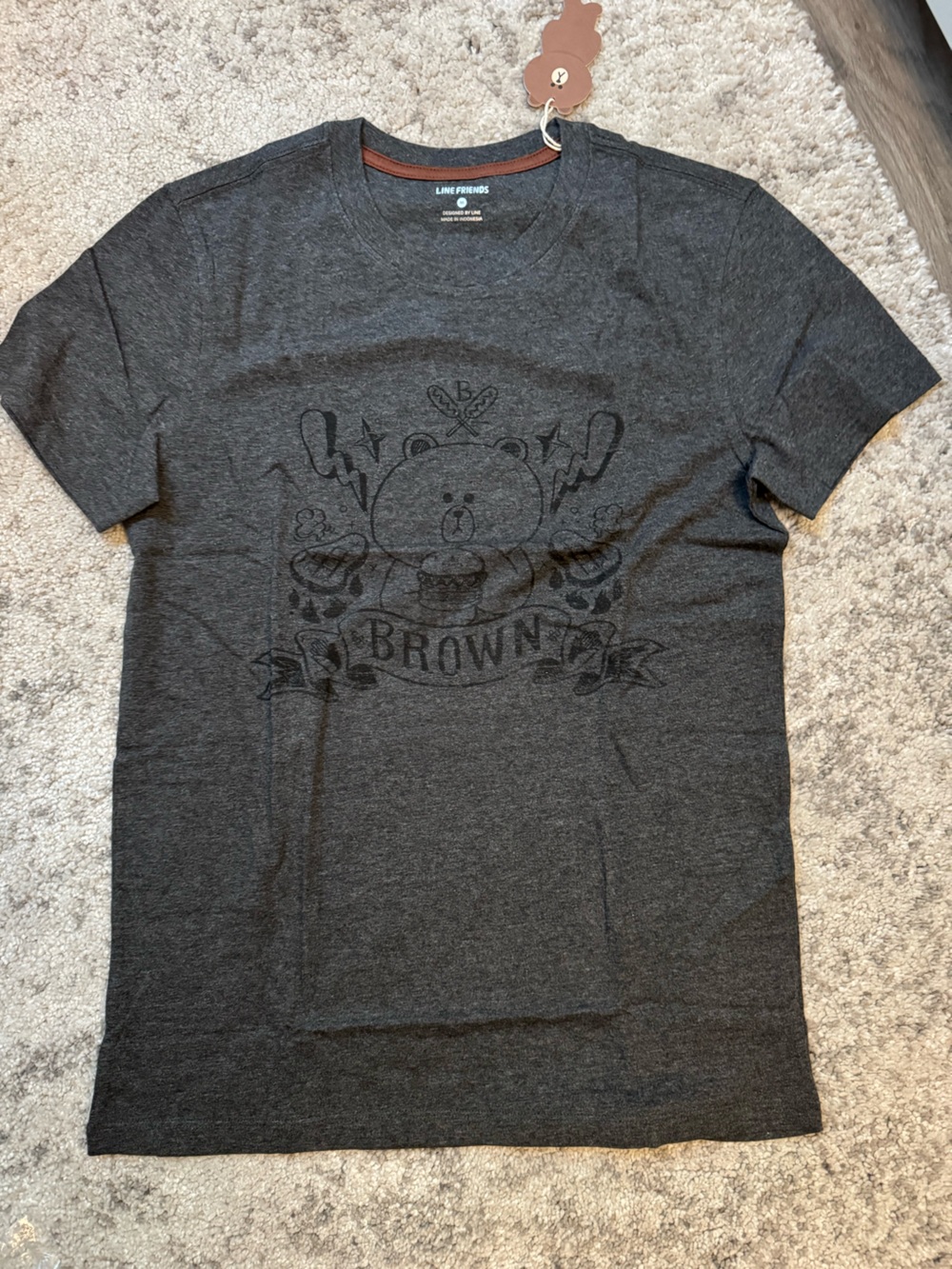 LINE FRIENDS Dark Gray Brown Graphic Tee
